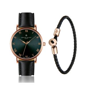 Montre et bracelet en cuir Philipp Blanc Bern