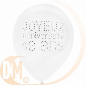 8 ballons Joyeux Anniversaire 18 ans (23 cm)