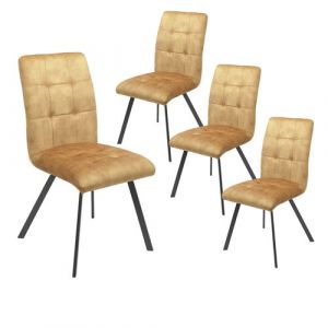JOHN - Lot de 4 Chaises Capitonn&eacute;es Jaune - Altobuy