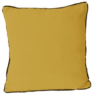 Vent du Sud Housse de coussin pur lin lavé jaune 45x45