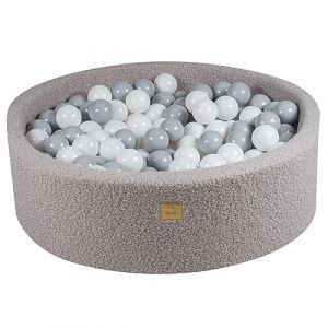 Piscine ronde pour enfants, boucle grise, 90x30 cm boules : blanc/gris