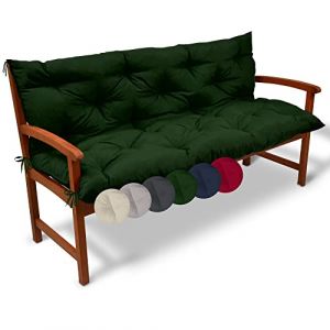 Beautissu Coussin banc jardin Flair BR 100x50x50cm Vert foncé - Coussin pour banc de jardin terrasse balcon Coussin exterieur