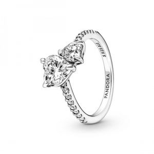 Image de Pandora Bague Scintillante Cœur Double - Taille Taille 56