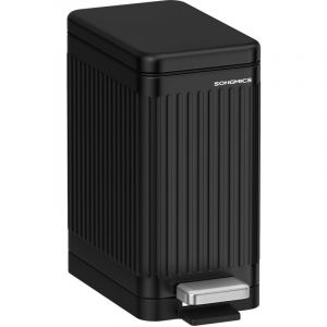 Songmics Petite poubelle 10L avec couvercle pédale en acier noir d'encre