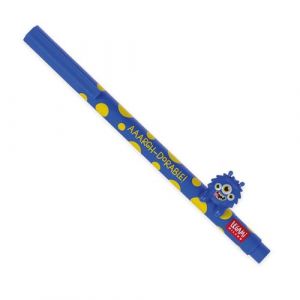 Legami Stylo gel avec animal décoratif - Lovely Friends, Thème Monster, évite le roulement, encre bleue, animal amovible et recombinable, pointe 0,5 mm
