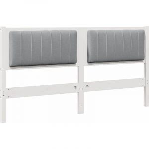 VidaXL T&ecirc;te de lit capitonn&eacute;e avec t&ecirc;te de lit Blanc 160 cm Pin massif