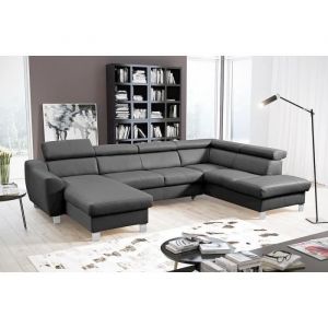 Venesetti - Canapé d'angle en cuir italien de luxe 7/8 places astonia, gris foncé, angle droit - Gris foncé