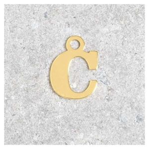 Pendentif Lettre C - Argent Massif 925 Doré à l'or 24K