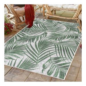 Allotapis Tapis vert plat floral int&eacute;rieur et ext&eacute;rieur Assya 120x170 Vert
