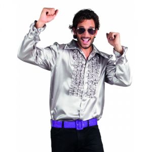 Chemise disco argentée homme