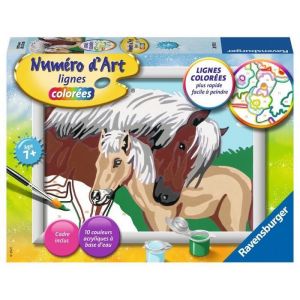 Ravensburger Numéro d'art - petit format - Jument et son poulain - Kit complet de Peinture au numéro - Dès 7 ans