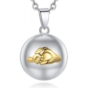 Bola de grossesse motif mains dor&eacute;es m&egrave;re et enfant collier bijou