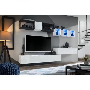 Image de Ensemble Meuble TV Design " III" 280cm Blanc & Noir Prix