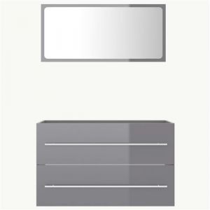 VidaXL Ensemble de meubles de bain 2 pcs Gris brillant Agglom&eacute;r&eacute;