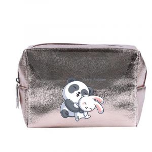 Grande trousse et pochette de maquillage Rose gold Taperso avec motif Panda et lapin personnalisee