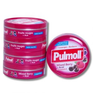Image de Pulmoll Bonbons Sans Sucres Fruits Rouges - Mixed Berry + Açai + Vitamin C - Lot de 5 Boites de 45g