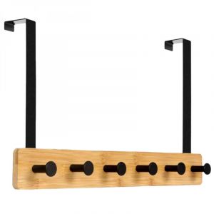Vivezen - Porte manteau suspendu, crochet de porte - Bois - 6 crochets