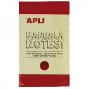APLI 16279 - Bloc de 100 notes adhésives Mandala 75x125 jaune