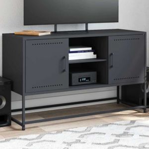 VidaXL Meuble TV anthracite 100,5x39x60,5 cm acier, support TV, buffet TV, meuble multimédia, banc TV, armoire hifi, centre de divertissement