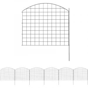 Outsunny Lot de 6 panneaux de clôture de jardin dim. totales 4,60L x 0,97H m acier thermolaqué noir