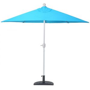 Décoshop26 Parasol demi-rond balcon terrasse uv 50+ polyester/aluminium 3kg 270cm turquoise avec pied 040003828