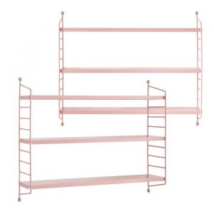 Lot de 2 étagères murales Strängnäs acier 50 x 60 x 15 cm rose [en.casa]