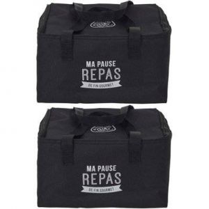 Cook Concept Lunch bag fraic ur 2 6 litres (Lot de 2) Noir inscription