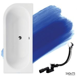 Badland - Baignoire Bain d'angle 160x75 Droite, Siphon de bain et pieds (support) - Set 3en1 - Fabriqu&eacute; en ue avita slim