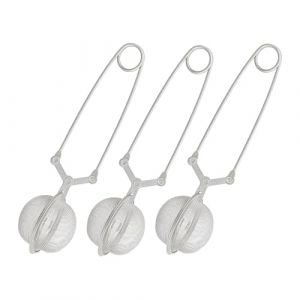 Relaxdays Boule à thé, lot de 3, sortes et infusions en vrac, inox, tasses & verres, mailles serrées, Ø 4 cm, argenté
