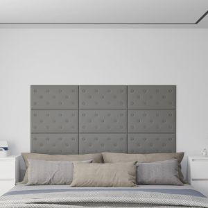 VidaXL Panneaux muraux 12 pcs Gris 60x30 cm Similicuir 2,16 m² Gris