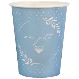 Santex 2 Lots de 10 Gobelets en carton mon petit coeur Bleu Ciel et Blanc REF/7621 (Baby Shower, Naissance, Baptême)