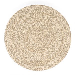 Paco Home - Tapis Rond Salon Jute Motif Ethnique Boho Moderne Fait Main Tapis Naturel Beige, 160 cm rond