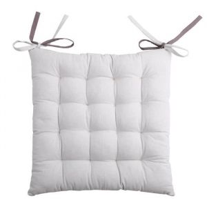 LOVELY CASA Lot de 4 galettes de chaise 16 points 40x40 Duo gris perle coton 40 X 40 Gris