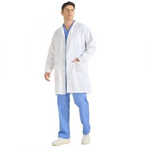 Misemiya - Blouse Blanche Chimie Unisexe - Blouse medicale Homme - Blouse Laboratoire Homme - Blouse de Travail Femme Q816 - Medium, Blanc