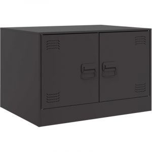 VidaXL Table basse noir 67x50x44 cm acier, table d'appoint, table de salon, table à thé, bout de canapé, table latérale, table basse avec rangement