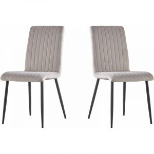 Habitat et Jardin Lot de 2 chaises en velours "Henley" - Gris clair Gris Clair Pied : Noir.