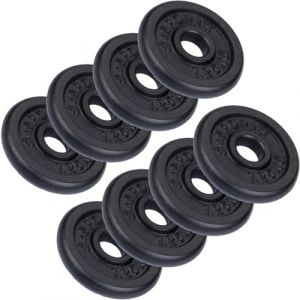 Image de ScSPORTS Jeu de Disques d'Halt&egrave;res - 10 kg, Plaques 8 x 1,25 kg, &Oslash; 30/31 mm, en Fonte, Noir - Set de Poids d'Halt&egrave;res, Disques de Fitness, Halt&egrave;res Longs, Musculation, Fitness &agrave; la Maison