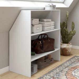 Idmarket Etagère sous pente 2 niveaux TOMI 100 x 50 x 70/110 cm blanc