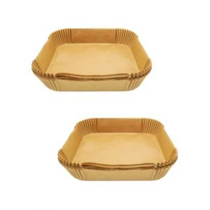 Fackelmann 9322050 Lot de 100 Moules en papier pour air fryer, Moule pour friteuse à air chaud, Moule pour friteuse sans huile, papier air fryer, 50 pièces, carré, Papier, 20 x 20 x 4,5 cm