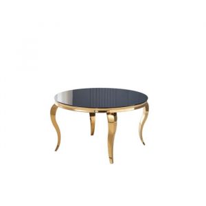 Image de Table &agrave; manger Ronde BAROQUE Gold 130x75cm - Plateau Noir
