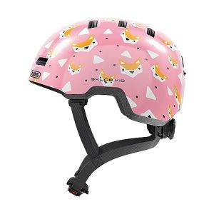 Abus Casque pour enfants Skurb Kid - casque de v&eacute;lo robuste au look skater avec de la place pour une tresse et des designs vari&eacute;s - pour filles et gar&ccedil;ons - rose avec des renards, taille S