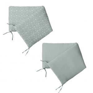Home maison Tour de lit réversible esprit nature coton vert menthe 180 x 40