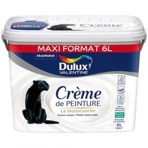 Dulux Valentine Peinture blanche mur plafond et boiserie Crème satin 6 l