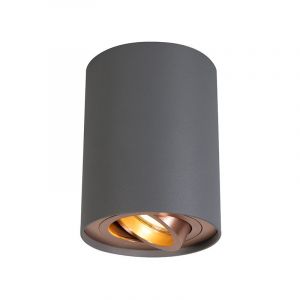 Image de Qazqa Spot de plafond Rondoo Up gris avec du cuivre Design, Moderne Luminaire interieur