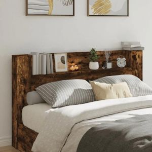 VidaXL Armoire Tête De Lit Avec Led Chêne Fumé 180x16,5x103,5 Cm