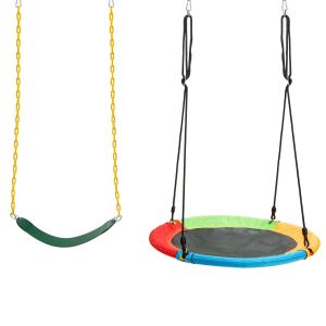 Balançoire double pour enfants Coast - chargeable jusqu'à 300 kg - acier - 249 x 185 x 181,5 cm - bleu/jaune