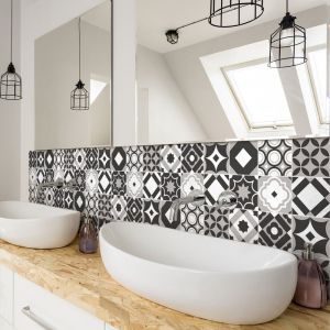 Sticker Mural Carrelage adhésif Cuisine Salle de Bain - 24 Stickers Carreaux DE Ciment AZULEJOS ERNICO - 24stickers10x10cm