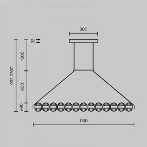 Maytoni Amulet Plafonnier suspendu de bar moderne doré 3000 K 1050 lm abat-jour en verre