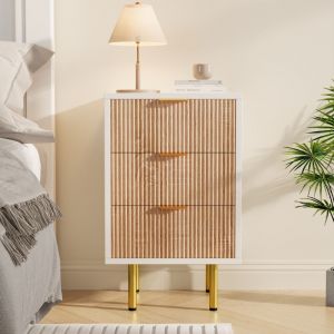 Chevet moderne - Buffet avec 3 tiroirs - Commode pour chambre et salon - 40x40x65 cm - blanc