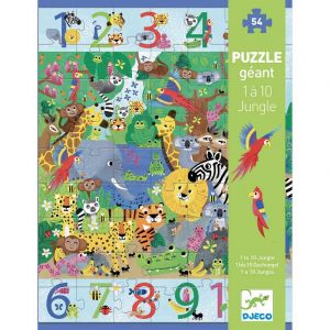 Djeco DJ07148 - Puzzle géant 1 à 10 Jungle 54 pièces